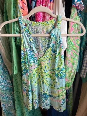 Lilly Pulitzer Blue, Green & Pink Printed Tank Top
